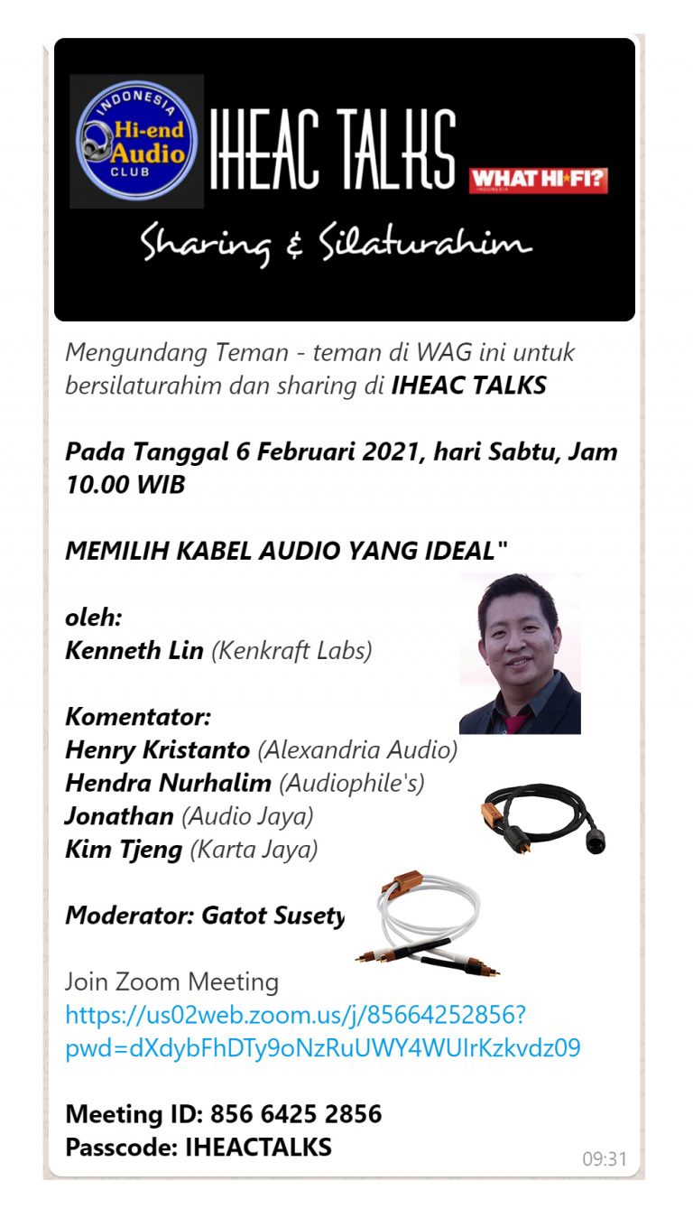 Diskusi Kabel Audio bareng Kenneth Sabtu pagi ini